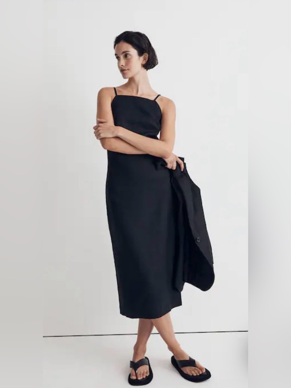 Madewell Goldie Black Linen Dress